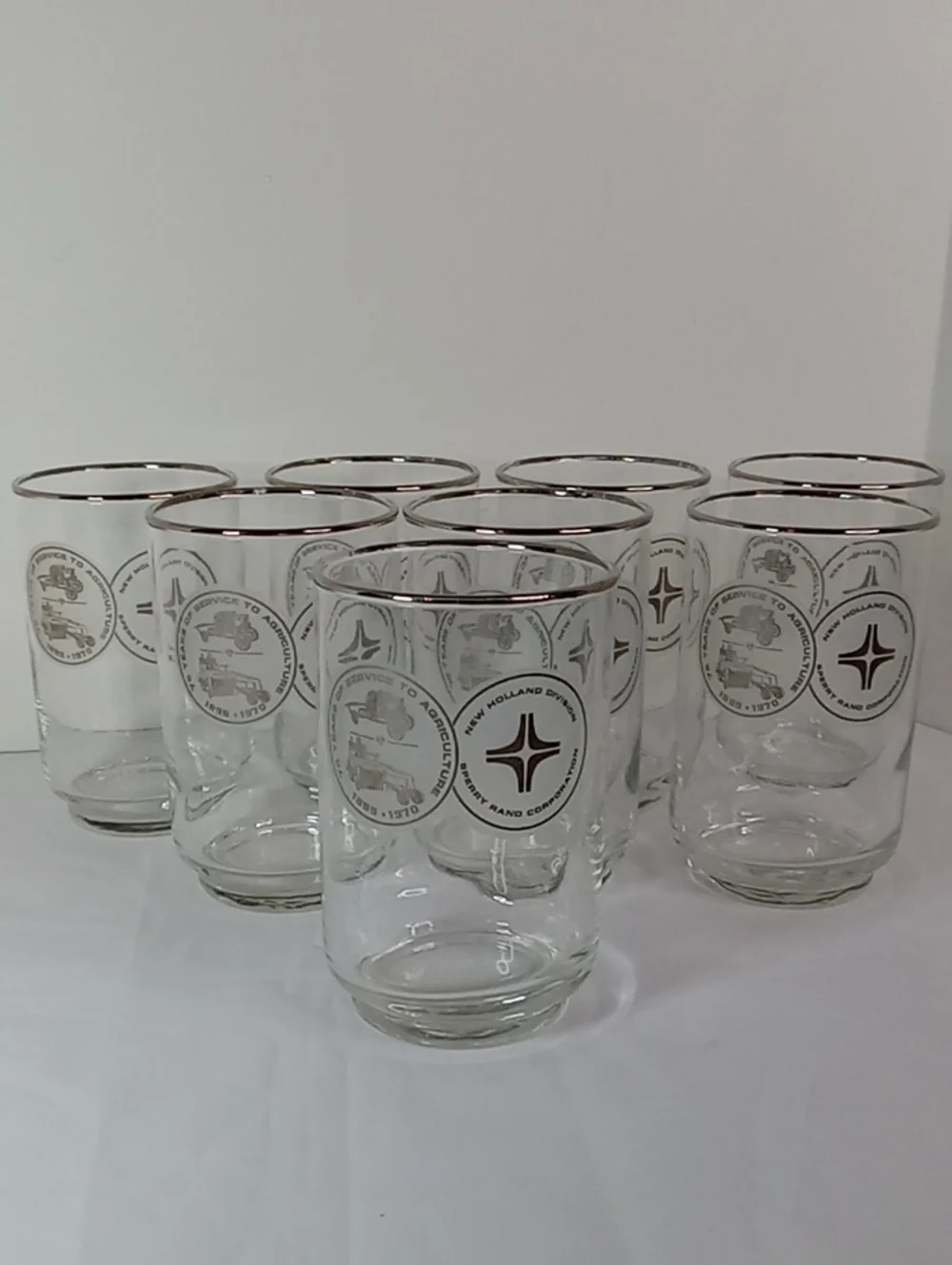 Libbey New Holland Division Sperry Teams Corp. 75th Commemorative Tumblers Set 8